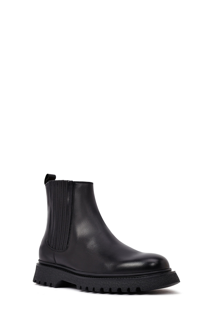 Men's Black Thick-Soled Leather Chelsea Boot