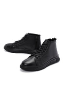 Men's Black Leather High Top Sneaker | Derimod