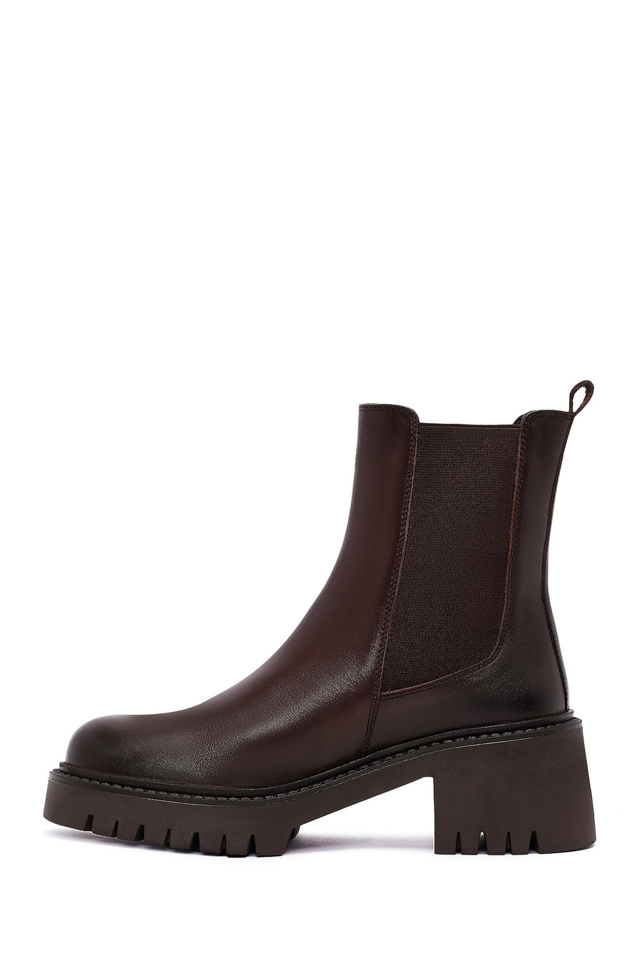 Woman Brown Chunky-heeled Leather Chelsea Boots