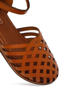 Woman Tan Ankle-Buckle Leather Bodrum Sandal | Derimod