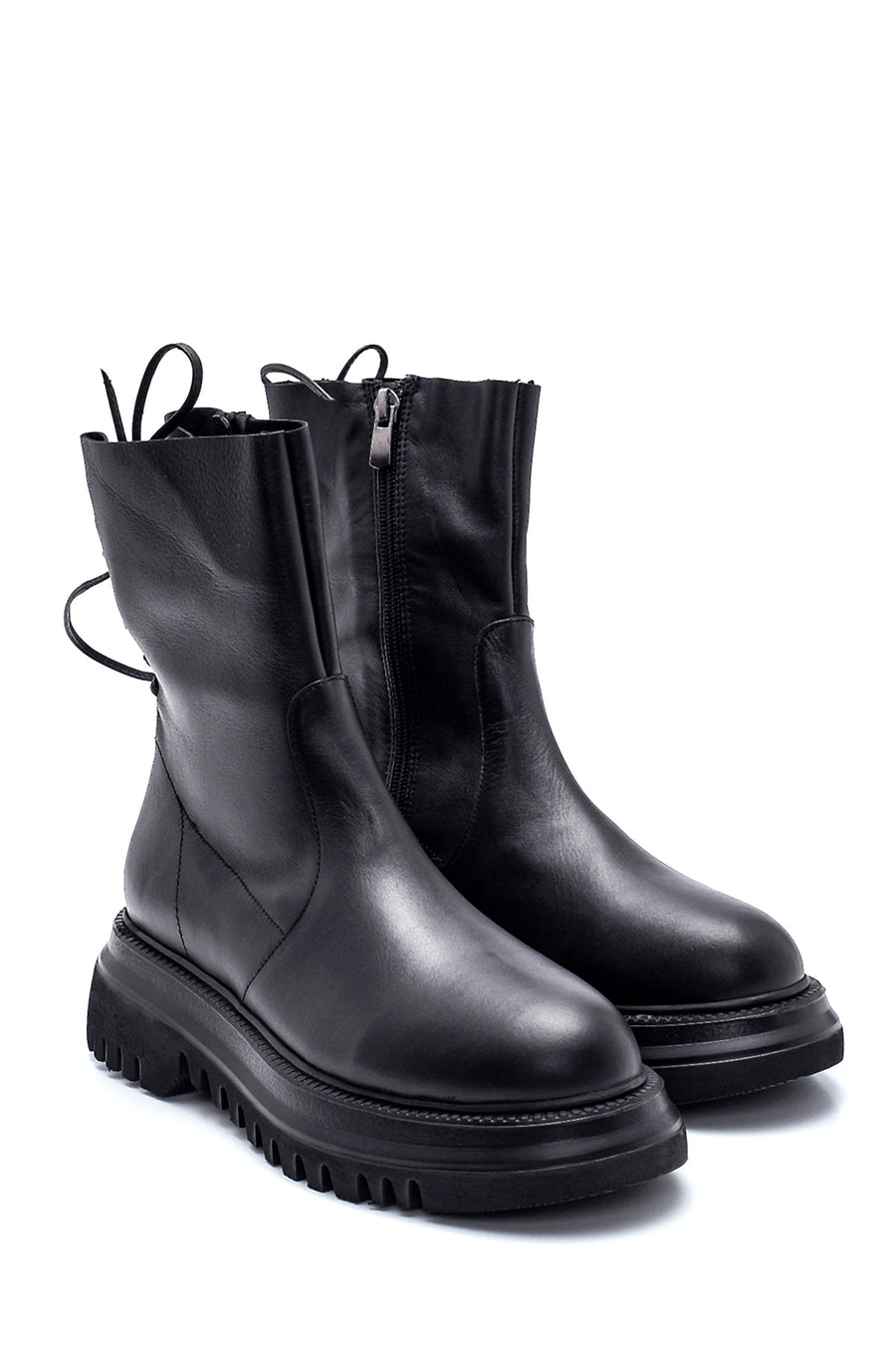 Women's Leather Lacing Detailed Boots