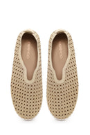 Woman Gold Lace-Up Chunky Sole Glitter Fabric Casual Shoes | Derimod
