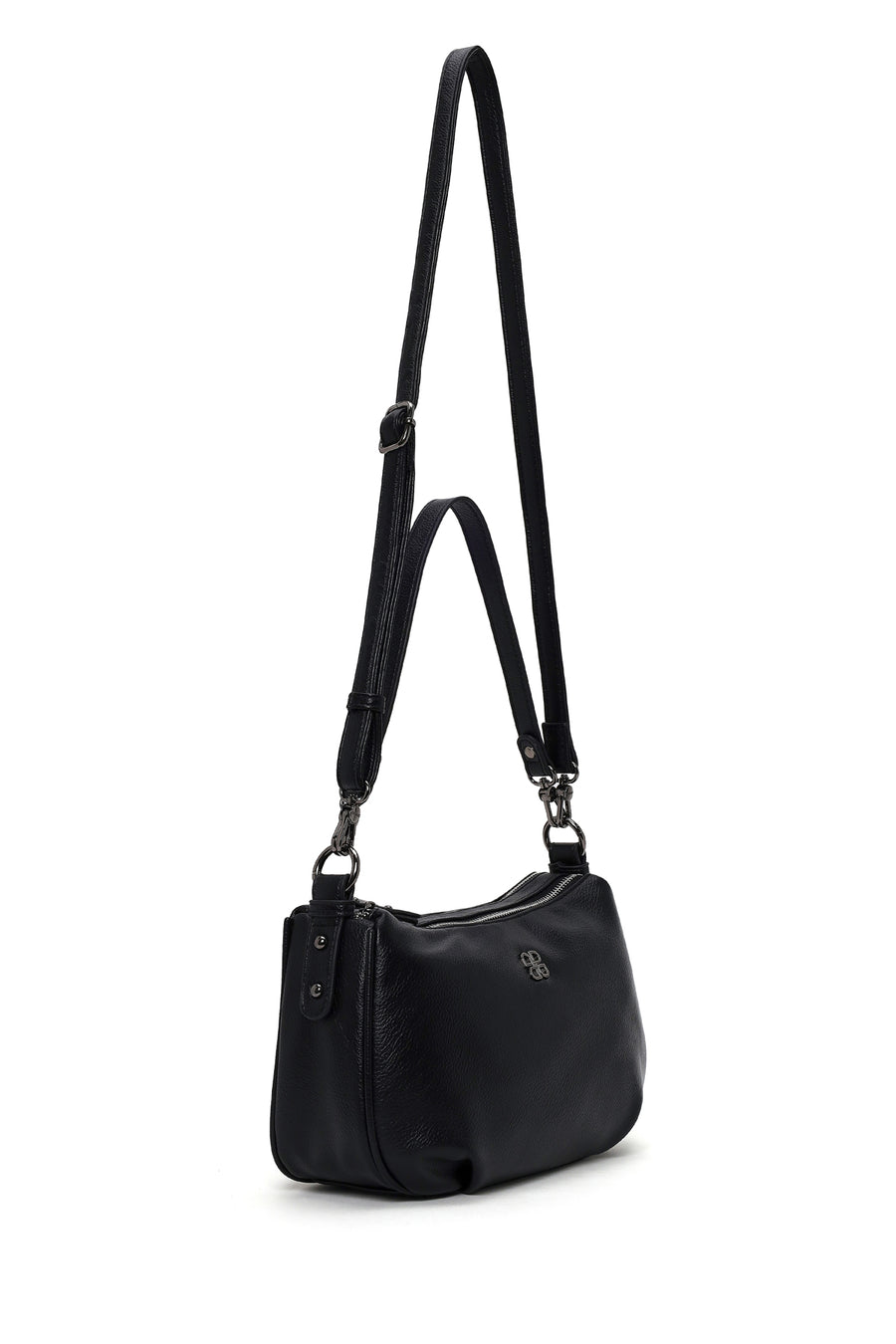 Woman Black Long-Strap Casual Shoulder Bag