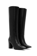 Women's Black High Heeled Classic Leather Boots | Derimod