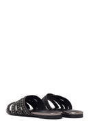 Woman Anthracite Stone-Embellished Slipper | Derimod