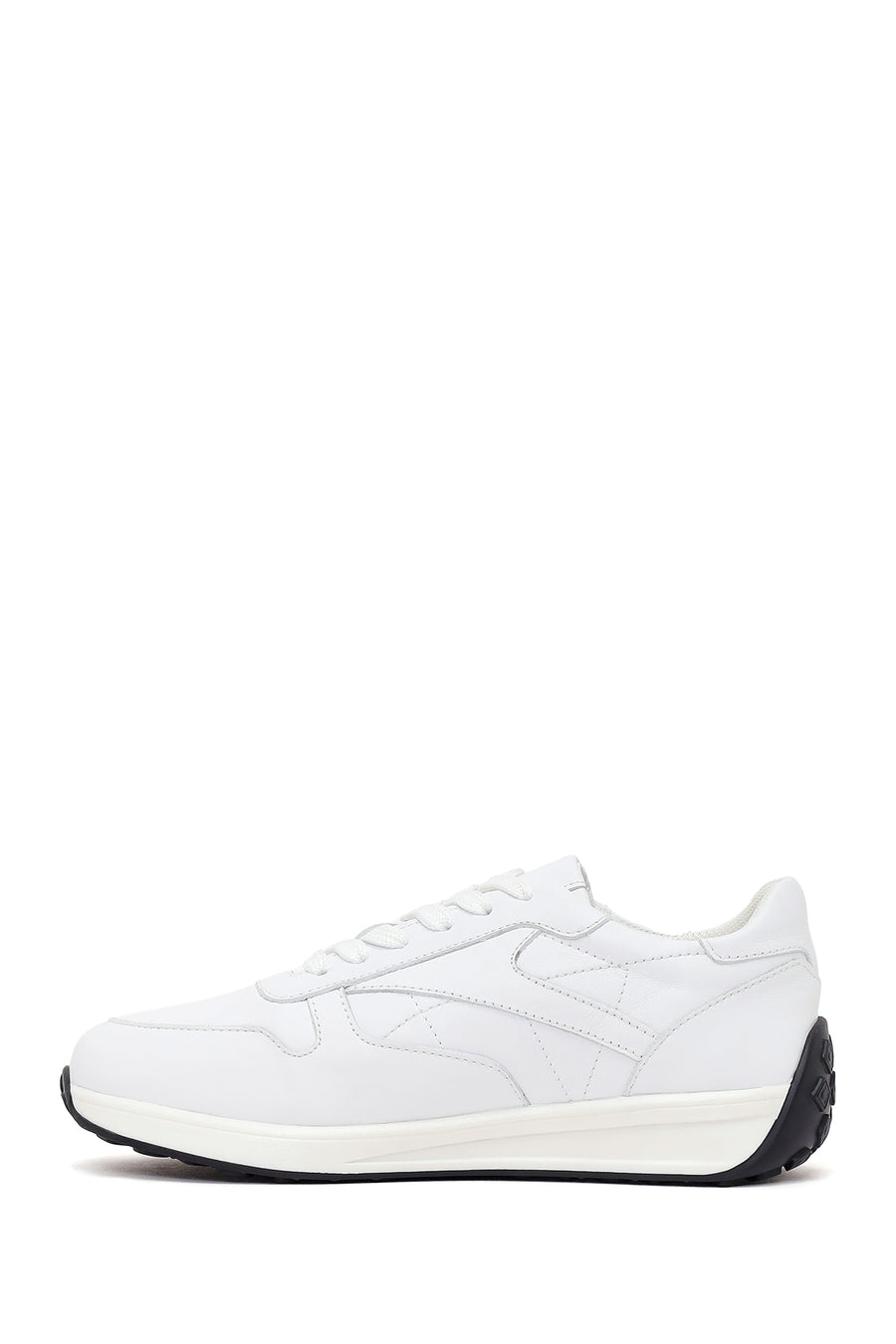 Woman White Lace-Up Leather Sneaker