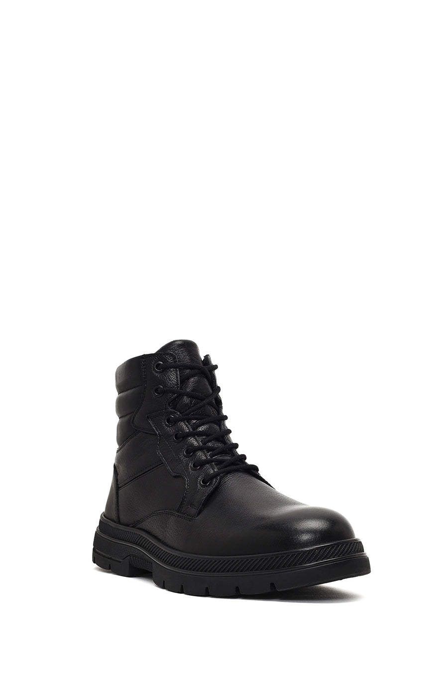 Men's Black Lace-Up Leather Boot