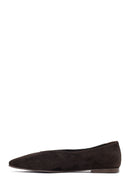 Woman Brown Suede Leather Babet | Derimod