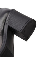 Woman Black Zip Closure Chunky Heeled Leather Boots | Derimod