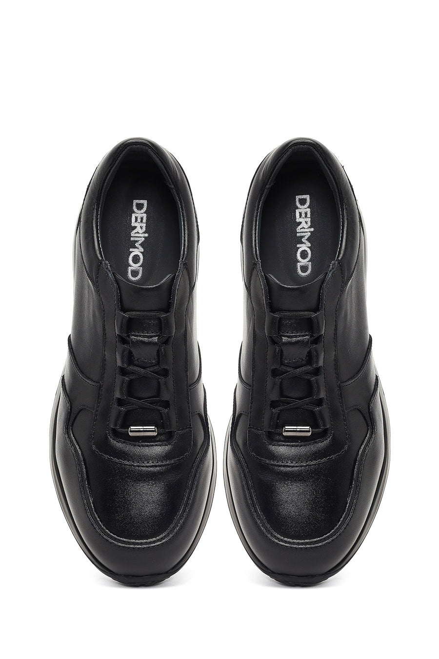 Men's Black Lace-Up Leather Sneaker