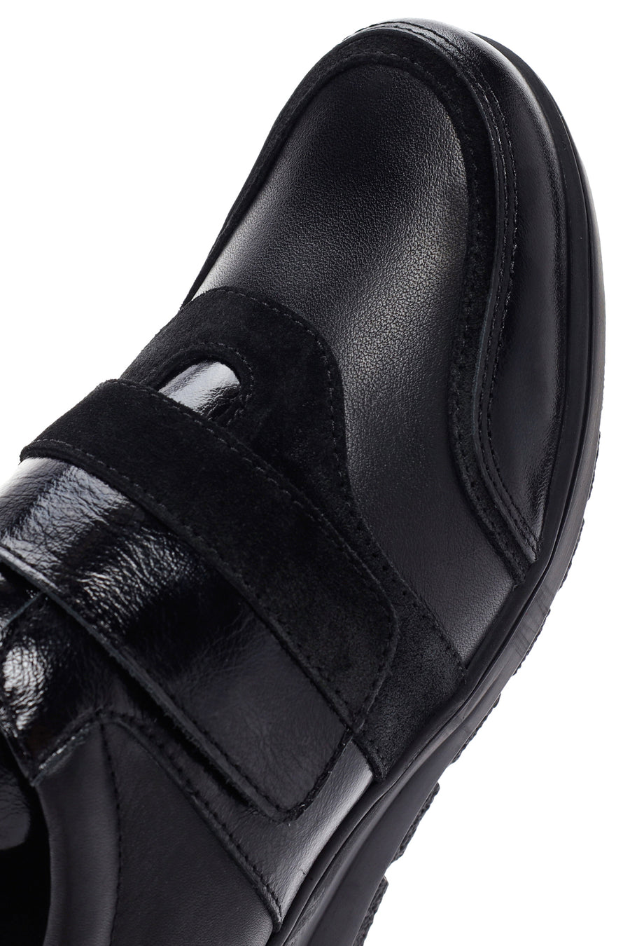 Women's Black Wedge Heeled Leather Comfort Shoes