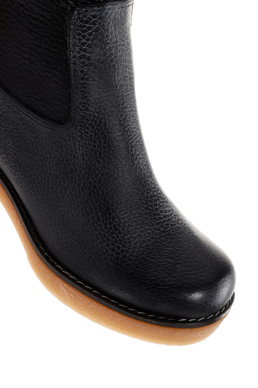 Women's Black Leather Zippered Heeled Boots