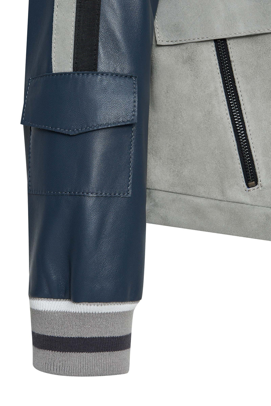 Fay Women's Gray Shirt Collar Suede Leather Jacket