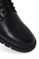 Male Black Zip Closure Leather Combat Boots | Derimod
