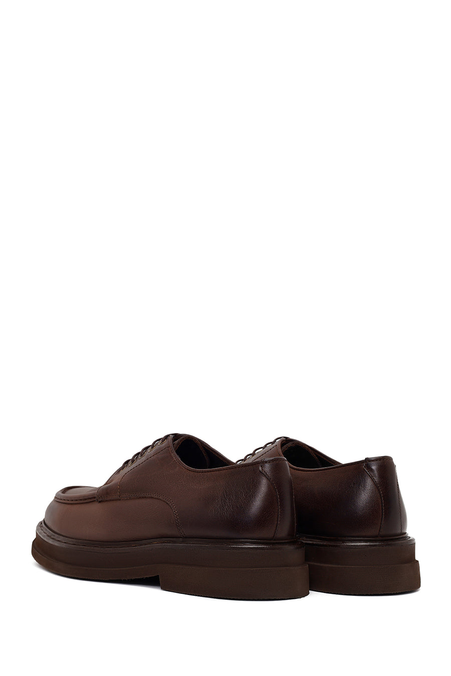 Male Brown Lace-Up Thick-Soled Leather Casual Shoe