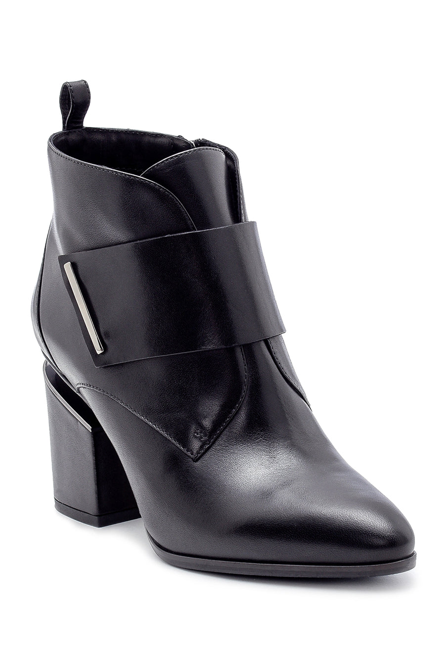 Women's Leather Heel Detailed Boots