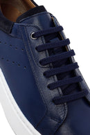 Men's Navy Blue Lace-Up Leather Sneaker | Derimod