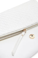 Women's White Long Chain Strap Braided Clutch Bag | Derimod