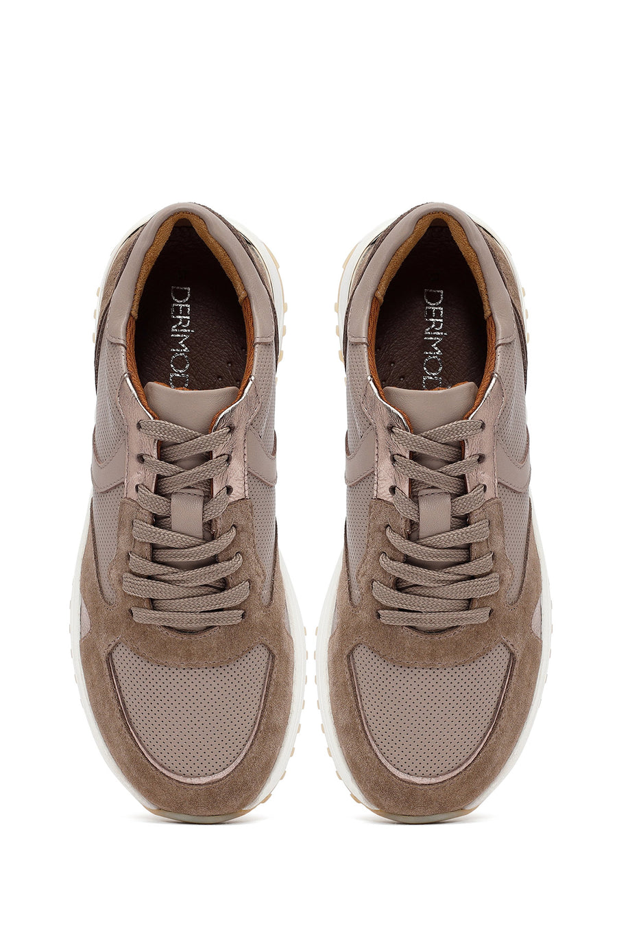 Woman Mink Laced Thick Sole Leather Sneakers