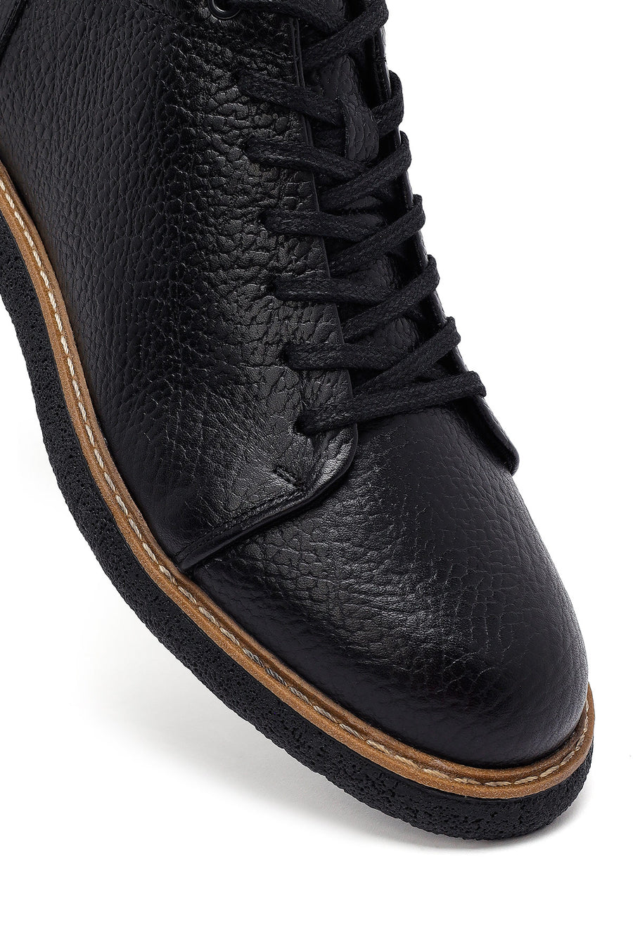 Male Black Lace-up Leather Boots