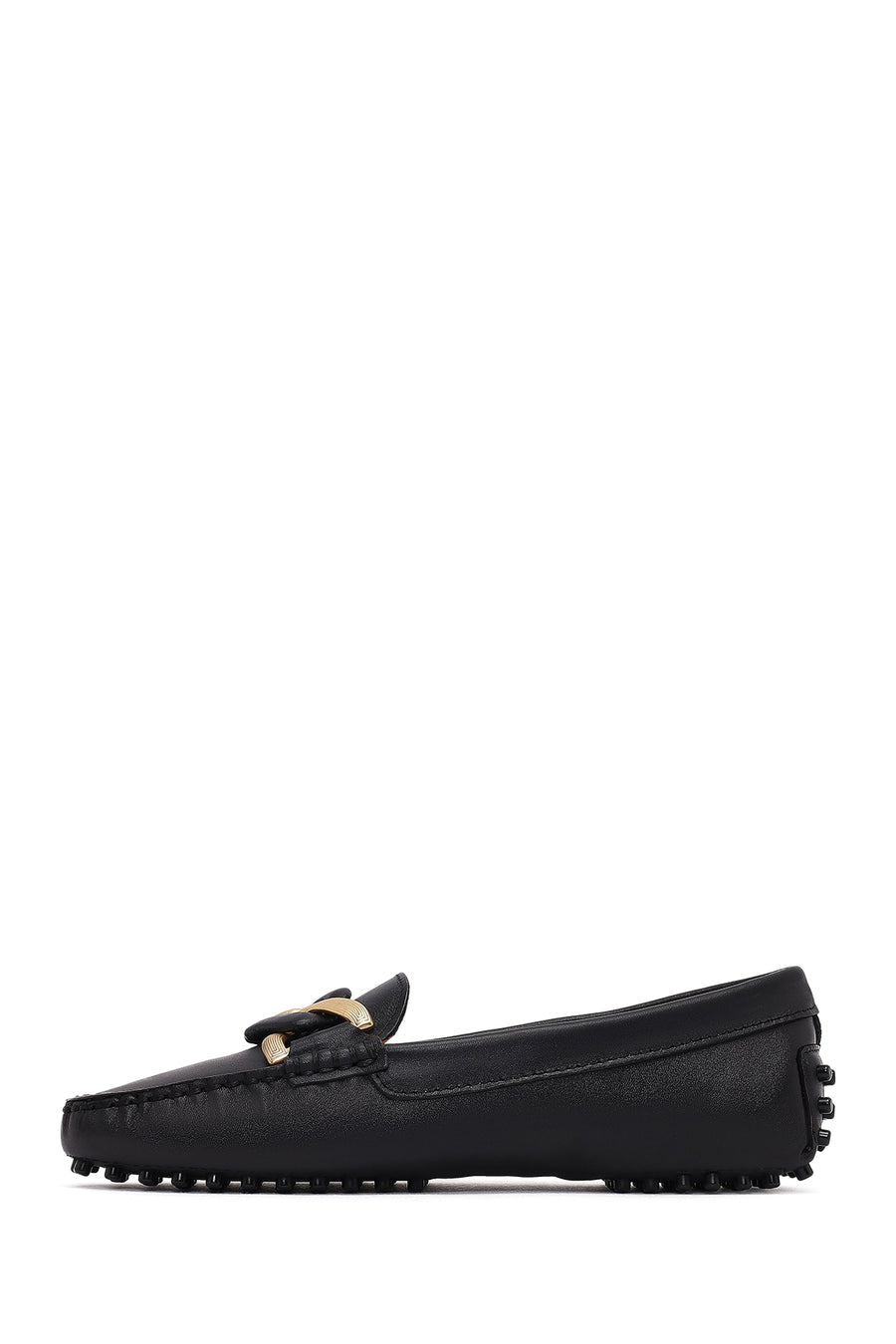 Women's Black Buckled Leather Loafer