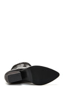 Women's Black Leather Cowboy Heeled Boots | Derimod