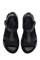Women's Black Leather Comfort Sandals | Derimod