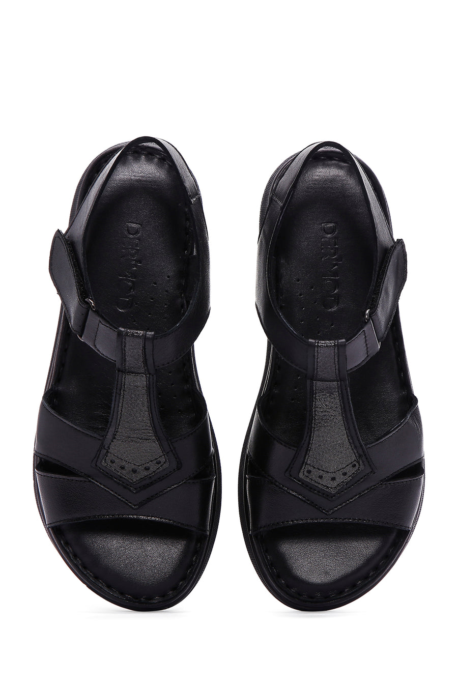 Women's Black Leather Comfort Sandals