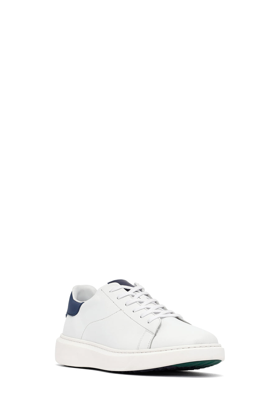 Men's White Lace-Up Thick-Soled Leather Sneakers
