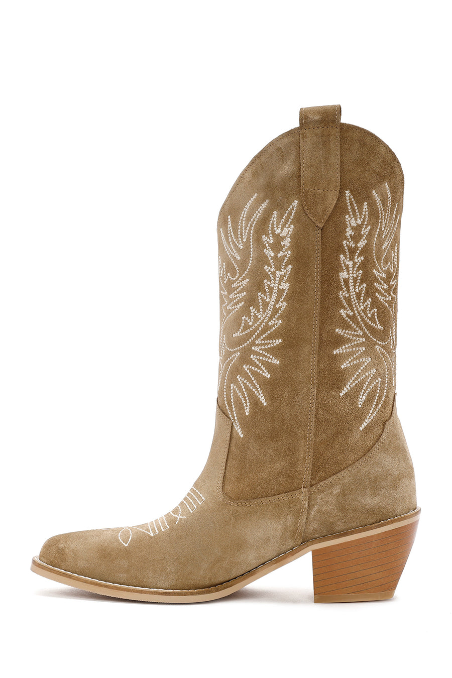 Women's Mink Suede Leather Heeled Cowboy Boots