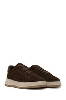 Male Khaki Lace-Up Thick-Soled Suede Leather Sneaker | Derimod