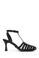 Woman Black Ankle-Buckle Open-Back Stiletto High Heel | Derimod