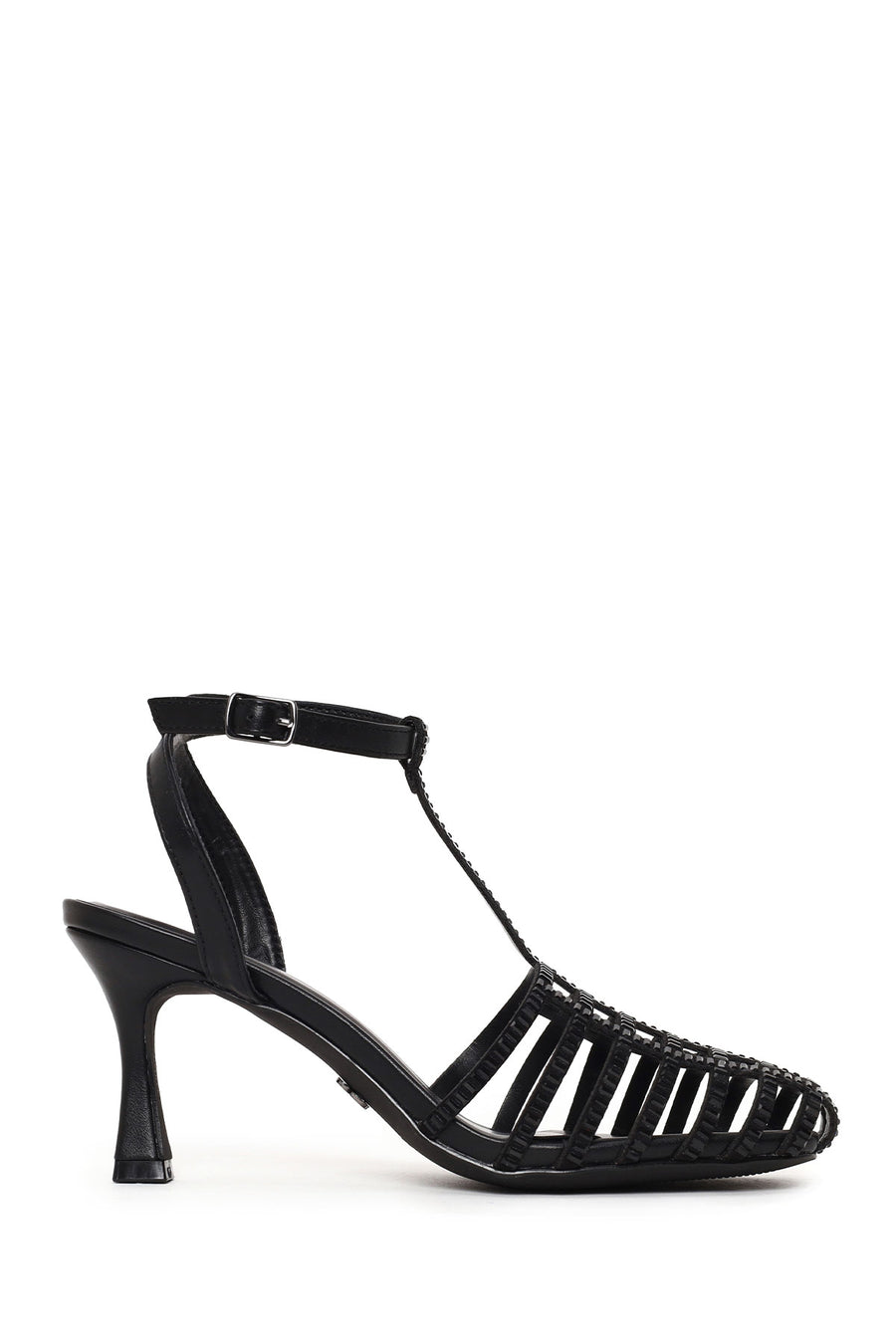 Woman Black Ankle-Buckle Open-Back Stiletto High Heel 26SFD443214 | Derimod