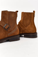 Women's Tan Suede Leather Chelsea Boots | Derimod