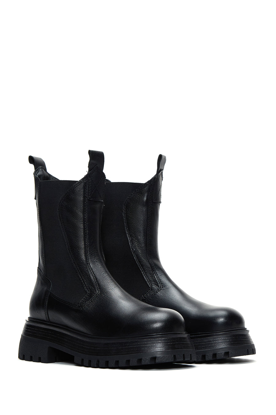 Women's Black Leather Chelsea Boots