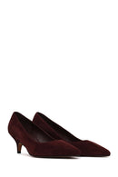Woman Burgundy Short Thin-Heeled Suede Stiletto | Derimod