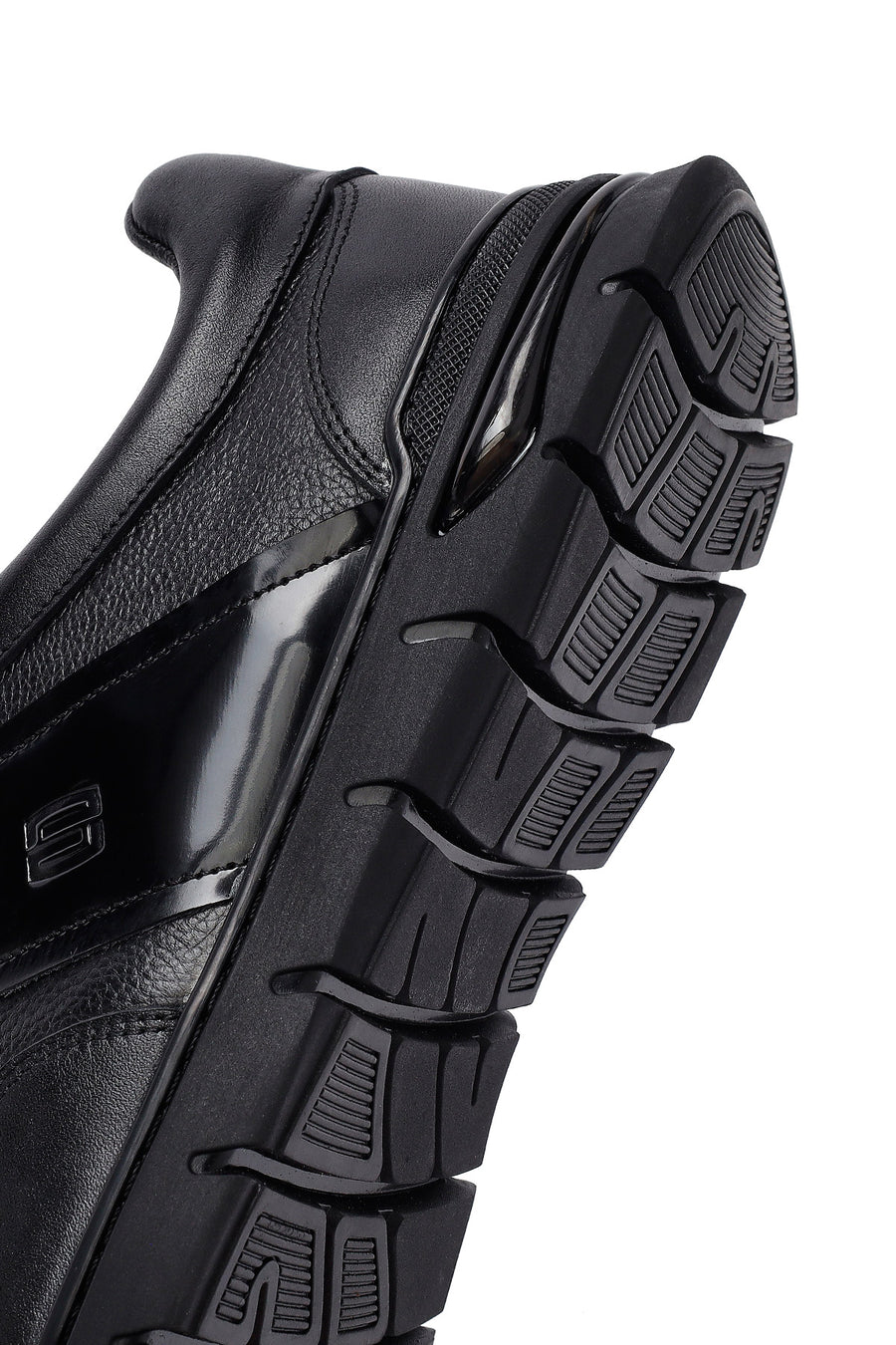 Men's Black Lace-Up Leather Casual Sneakers