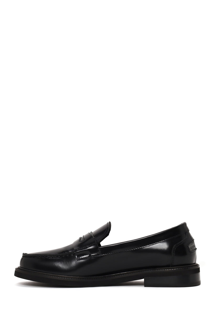 Kadın Siyah Deri Maskülen Loafer