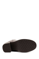 Woman Brown Zip Closure Chunky Heeled Leather Boots | Derimod