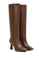 Woman Brown High Heels Leather Boot | Derimod