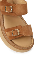 Woman Powder Thick-Soled Suede Comfort Sandal | Derimod