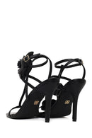 Woman Black Ankle Buckled Thin High-Heeled Sandal | Derimod