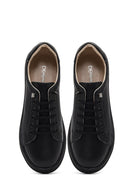 Women's Black Lace-up Leather Sneaker | Derimod