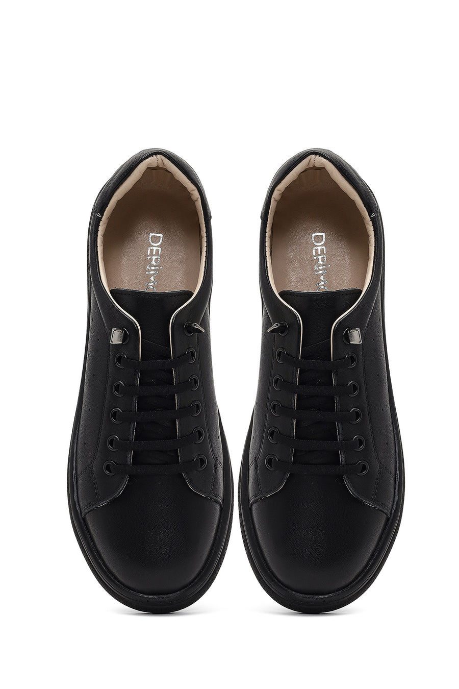 Women's Black Lace-up Leather Sneaker