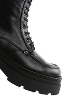 Women's Black Leather Zippered Thick Soled Boots | Derimod