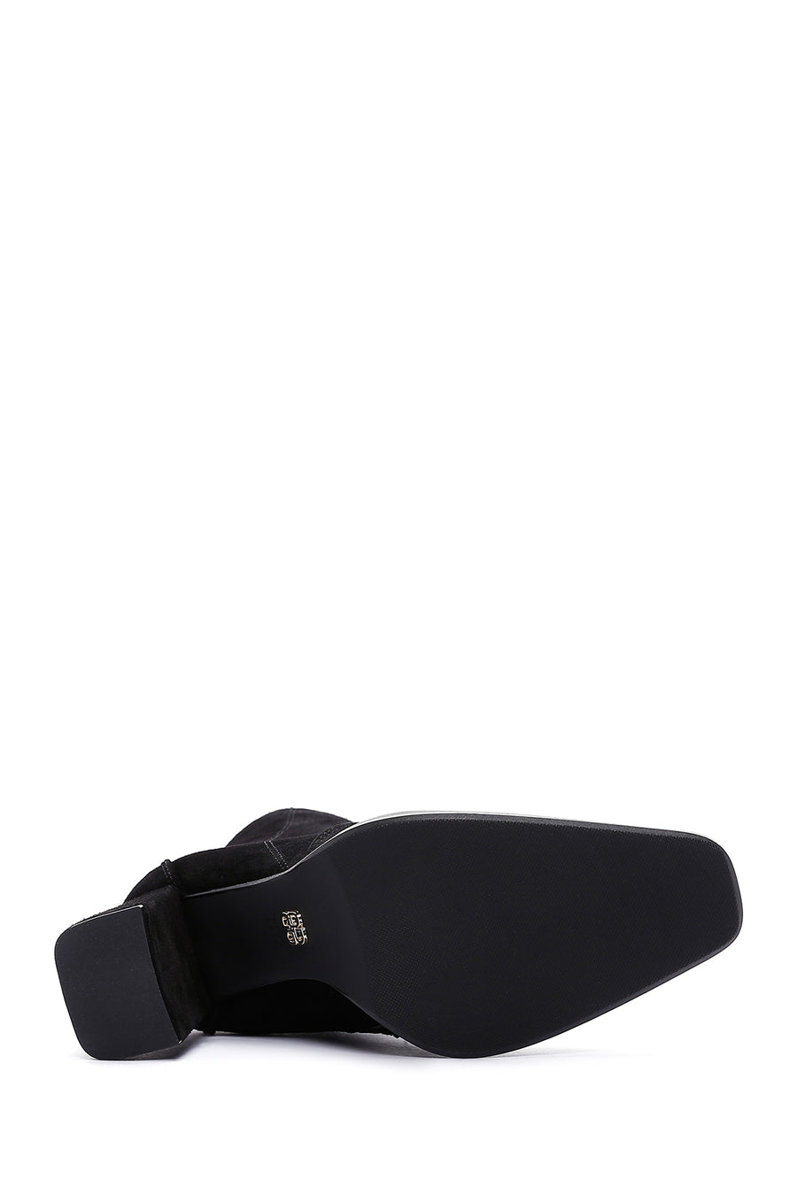 Women's Black Suede Leather Heeled Boots