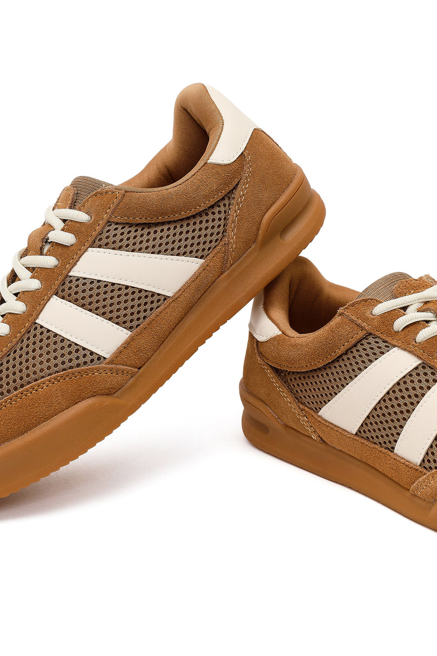 Women's Brown Lace-Up Leather Sneakers