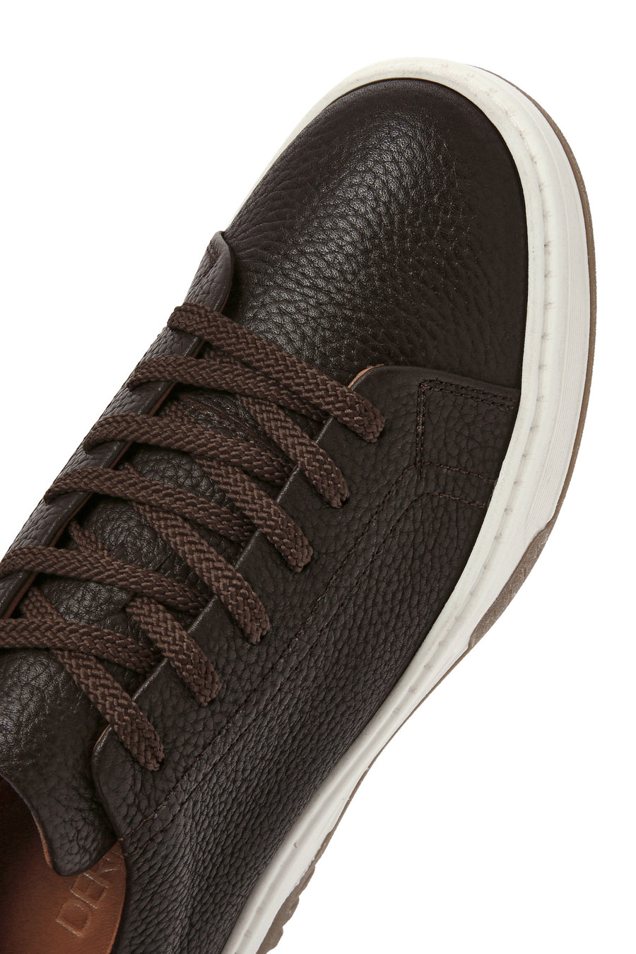 Men's Brown Lace-up Thick-Sole Leather Sneaker