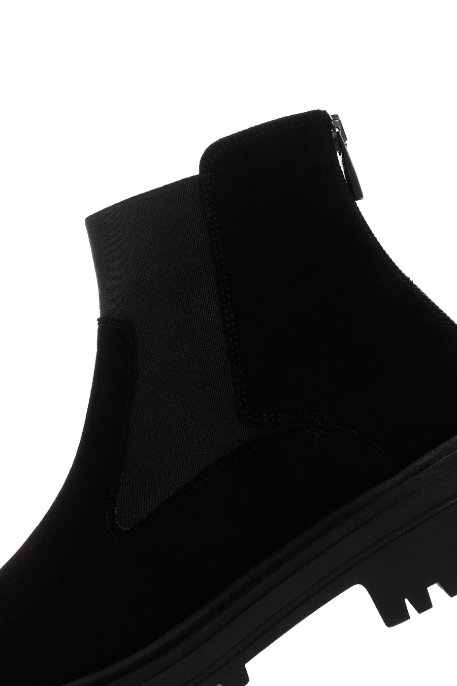 Women's Black Zippered Suede Leather Chelsea Boots