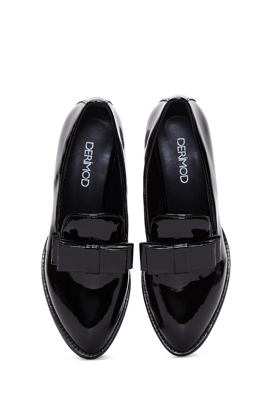 Women's Black Heeled Patent Leather Masculine Loafer